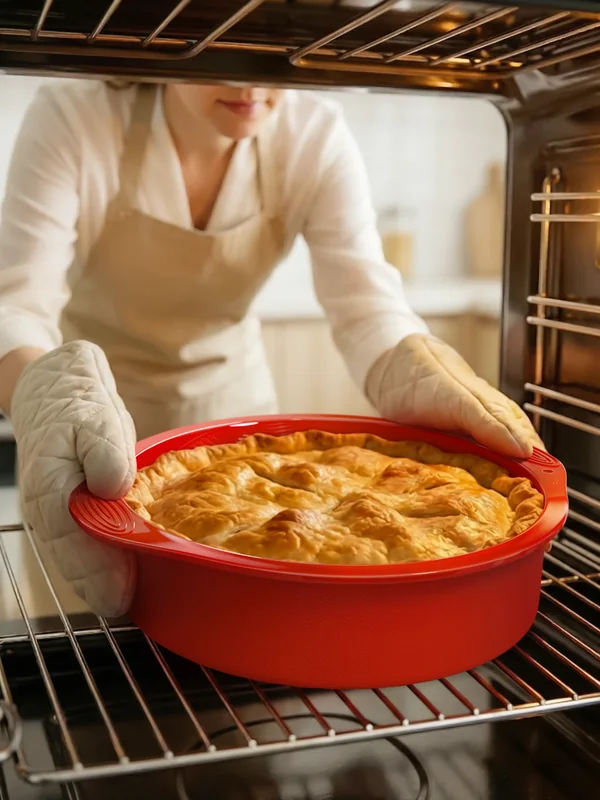 Силиконовая форма для выпечки круглая с ручками