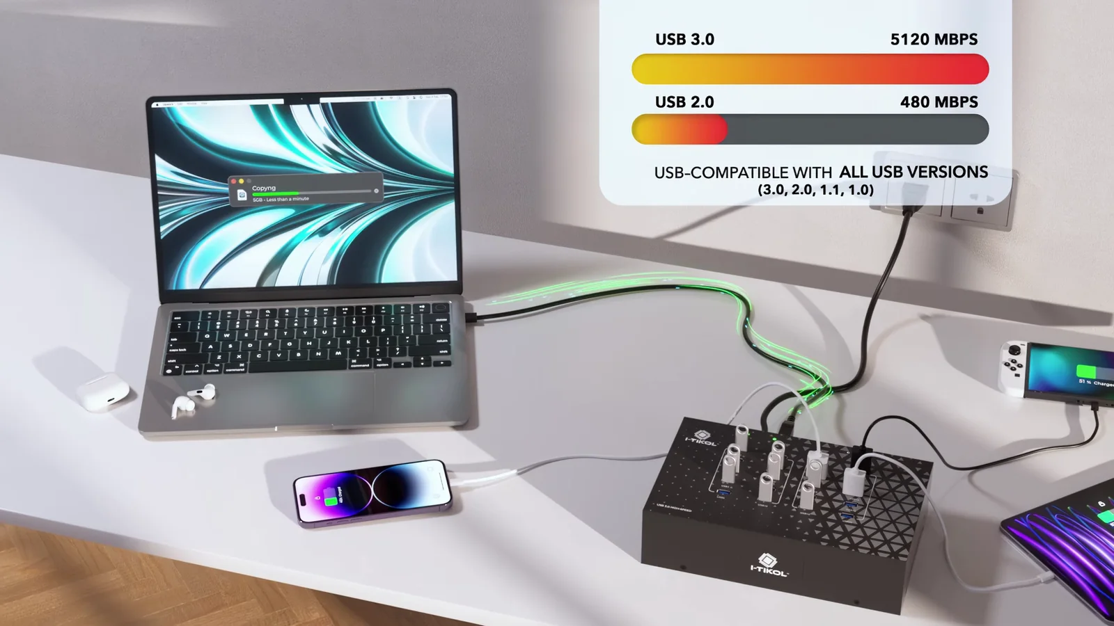 I-TIKOL · USB Hub на 20 портов — кадр из ролика